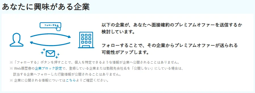 dodaにおけるあなたに興味がある企業